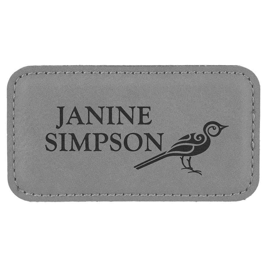 Gray Leather Name Badge