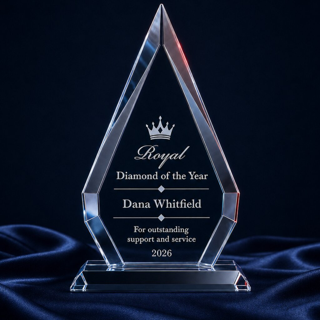 Finished crystal recognition award