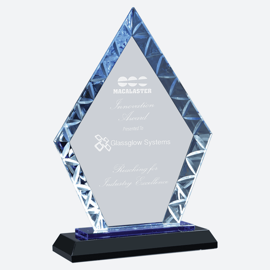 Clear Diamond Accent Glass on Blue and Black Reflective Base