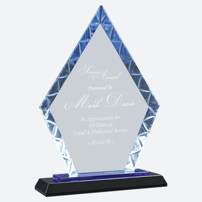 Clear Diamond Accent Glass on Blue and Black Reflective Base