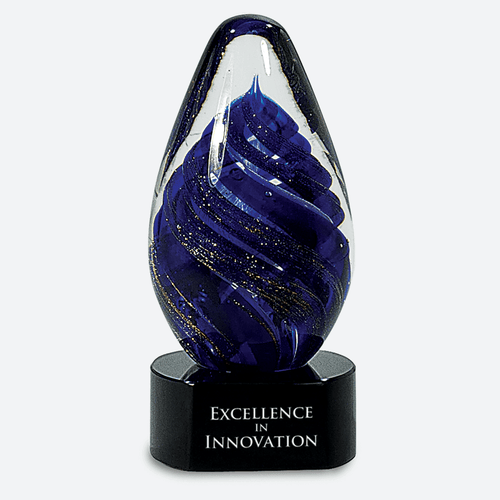 Blue Tear Drop Art Glass