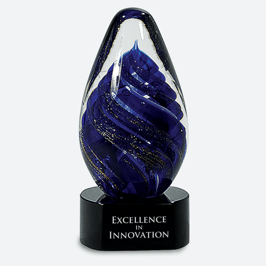 Blue Tear Drop Art Glass