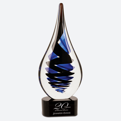Black Twist Raindrop Art Glass