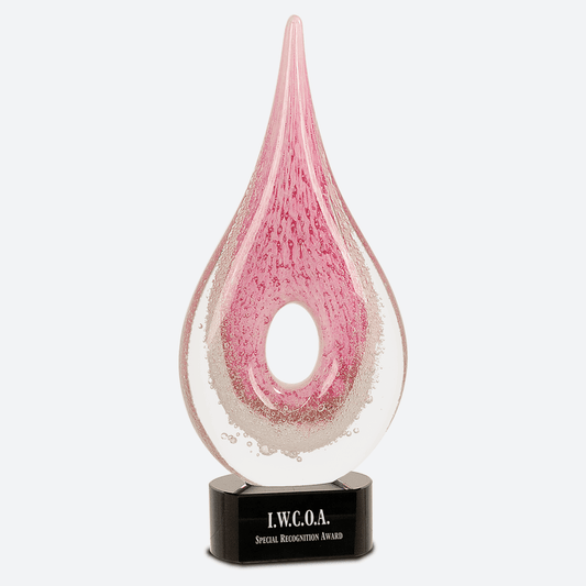 Pink Round Window Raindrop Art Glass