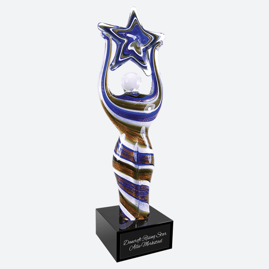 Glass Figure with Star and Black Base