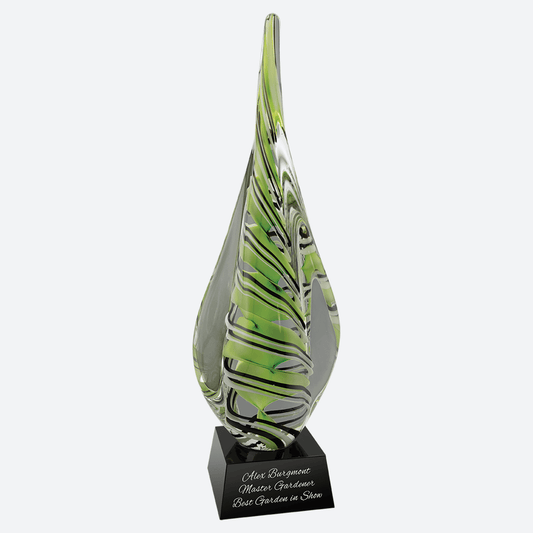 Green and White and Black Spire Art Glass