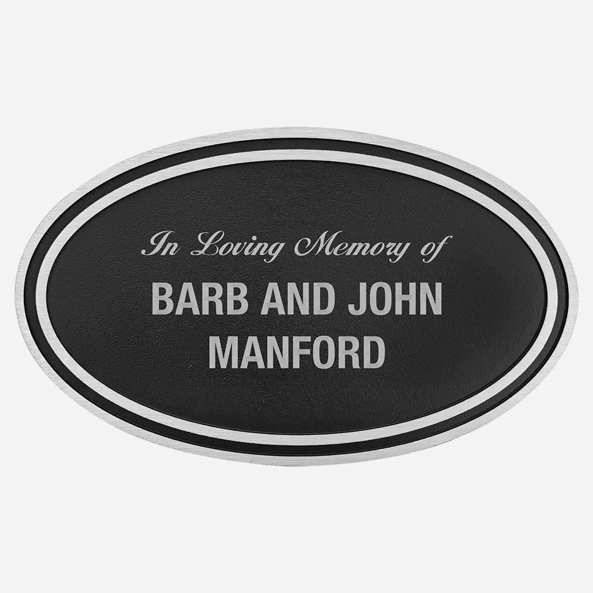 Silver and Black Oval Cast Aluminum Sign with Aluminum Rod