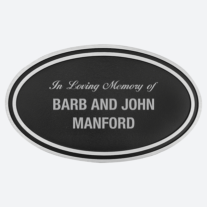Silver and Black Oval Cast Aluminum Sign with Aluminum Rod