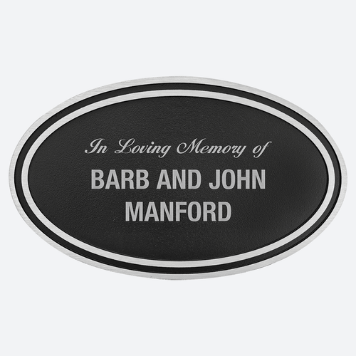 Silver and Black Oval Cast Aluminum Sign with Aluminum Rod
