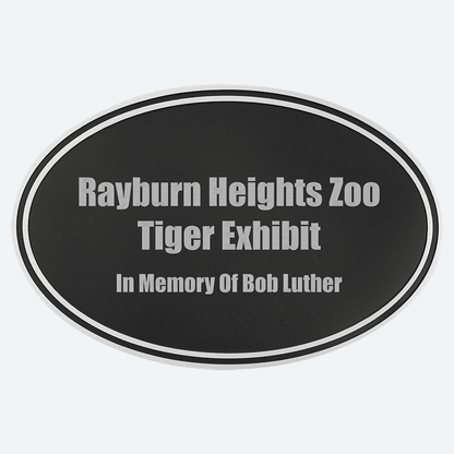 Silver and Black Oval Cast Aluminum Sign with Aluminum Rod