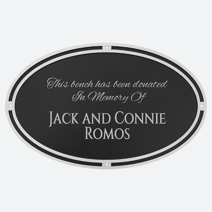 Silver and Black Oval Cast Aluminum Sign with 4 Mounting Screws