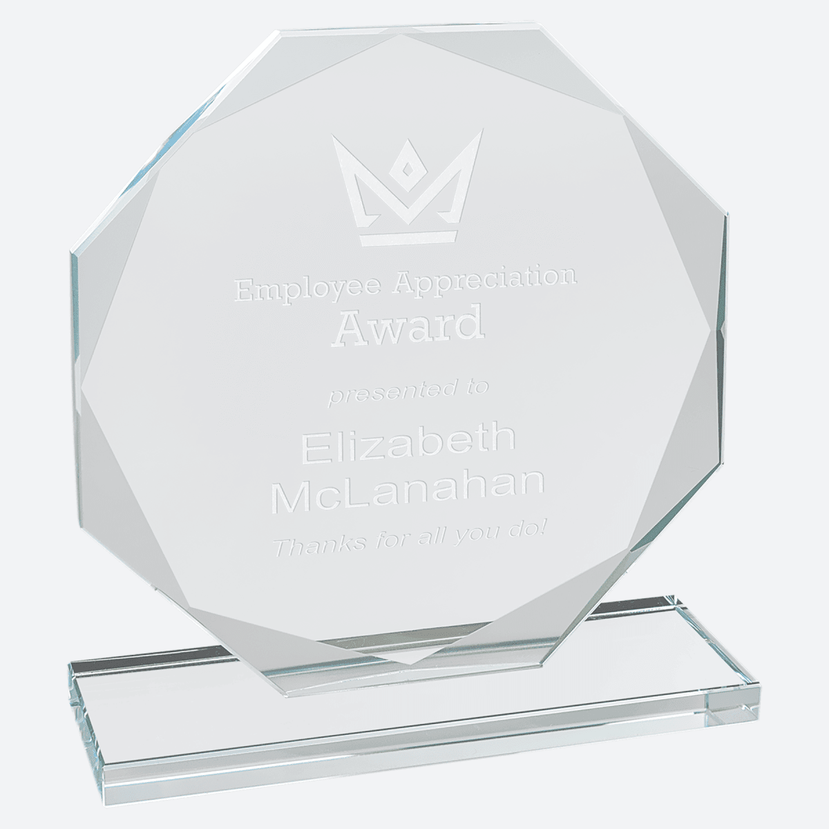Octagon Clear Glass Award