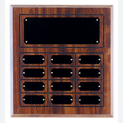 Cherry Finish Completed Perpetual Plaque with 12 Plates