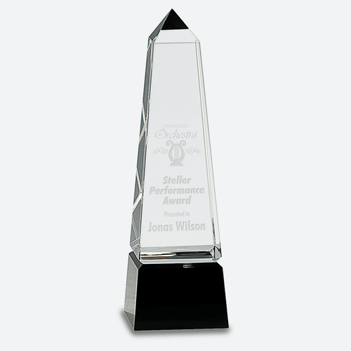 Obelisk Crystal on Black Pedestal Base