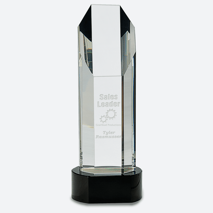 Octagon Slant-Top Crystal on Black Pedestal Base