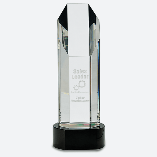 Octagon Slant-Top Crystal on Black Pedestal Base