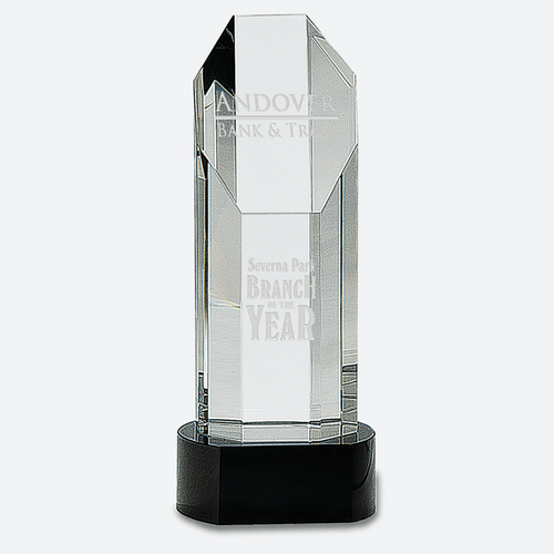 Octagon Slant-Top Crystal on Black Pedestal Base
