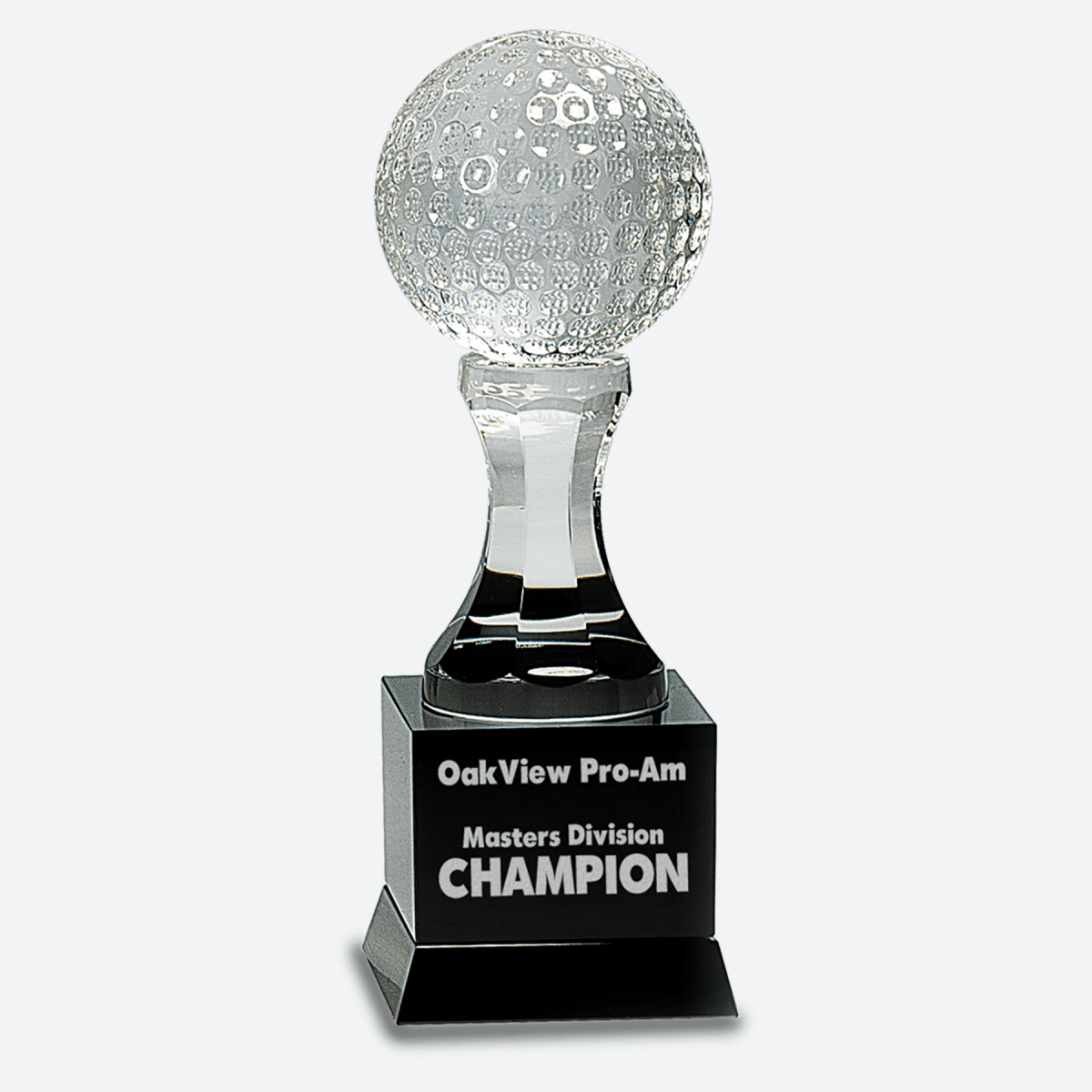 Crystal Golf Ball on Black Pedestal Base