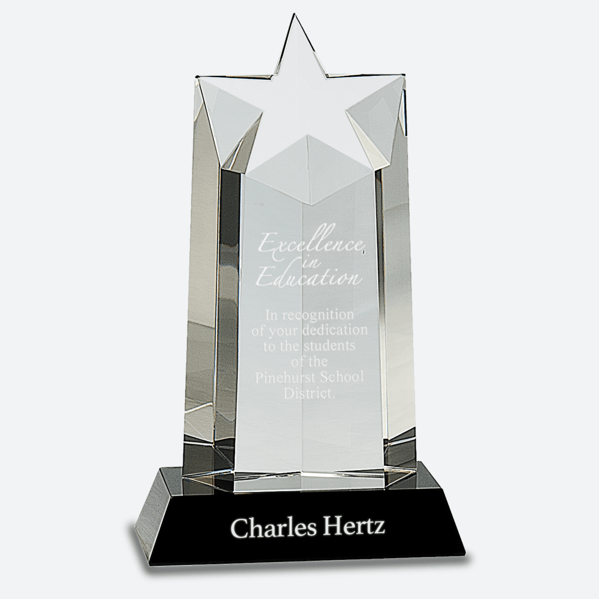 Crystal Star Column on Black Pedestal Base