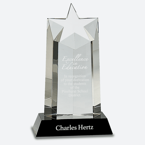 Crystal Star Column on Black Pedestal Base