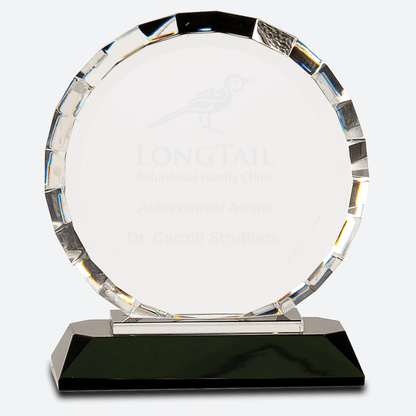 Clear Crystal Round with Rectangle Facets on Black Crystal Base
