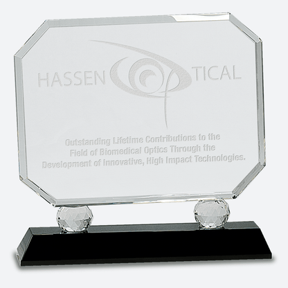 Rectangle Crystal on Black Pedestal Base