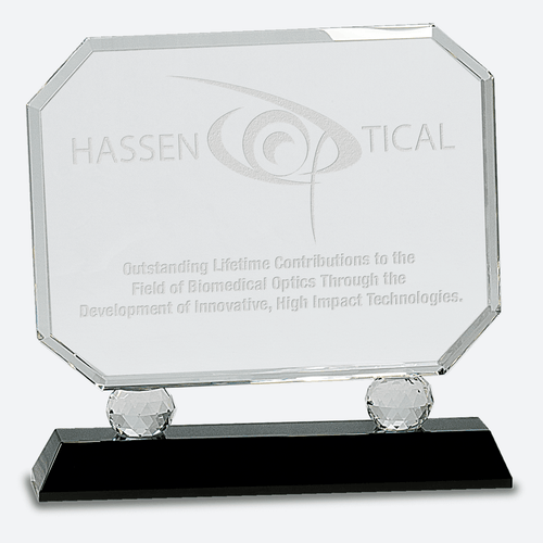 Rectangle Crystal on Black Pedestal Base