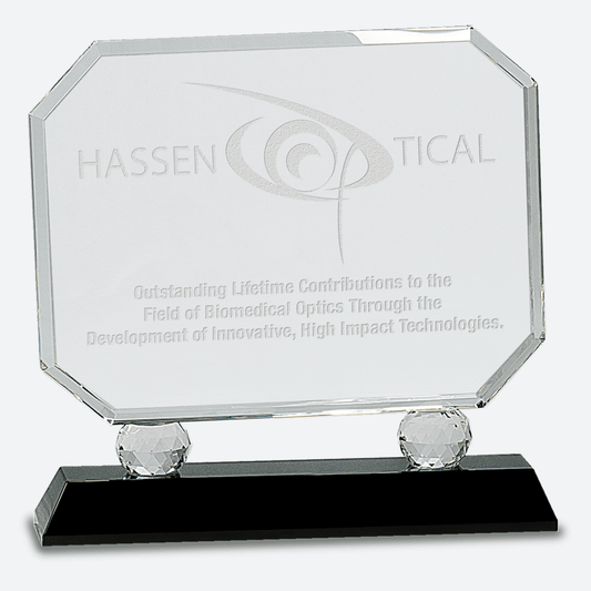 Rectangle Crystal on Black Pedestal Base