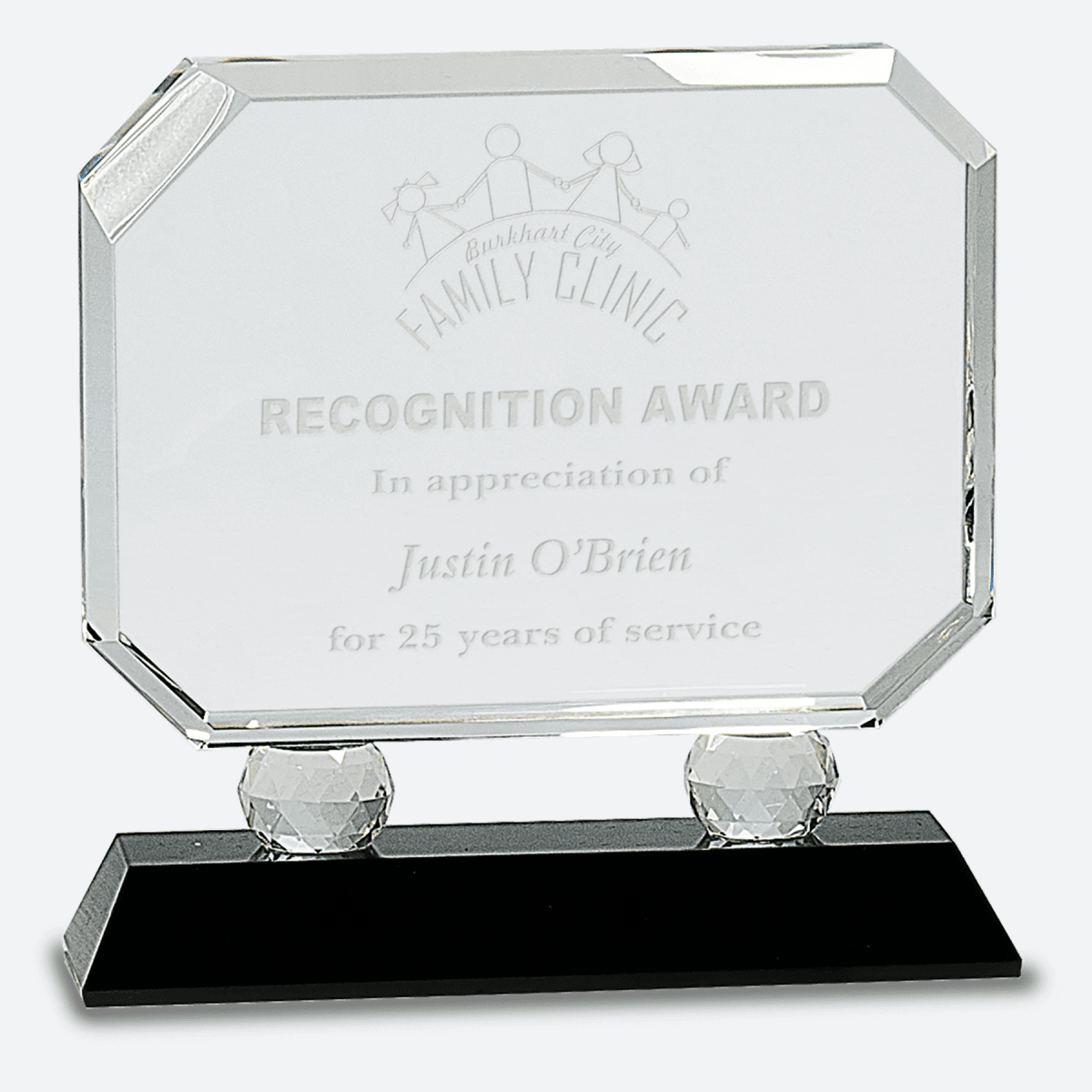 Rectangle Crystal on Black Pedestal Base