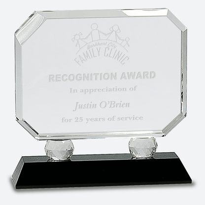 Rectangle Crystal on Black Pedestal Base