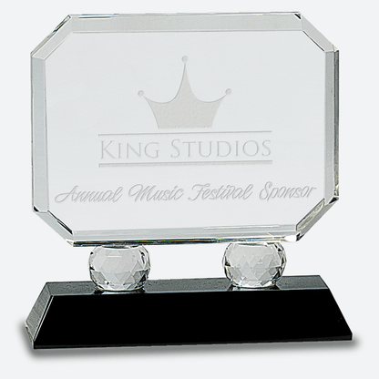 Rectangle Crystal on Black Pedestal Base