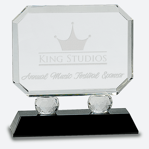 Rectangle Crystal on Black Pedestal Base