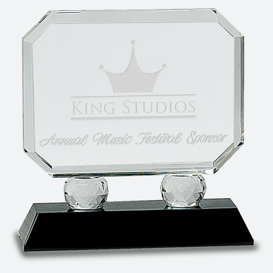 Rectangle Crystal on Black Pedestal Base