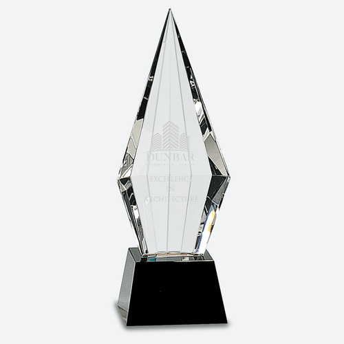 Obelisk Facet Crystal on Black Pedestal Base