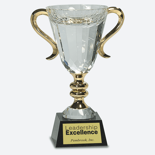 Crystal Cup with Gold Handles and Stem