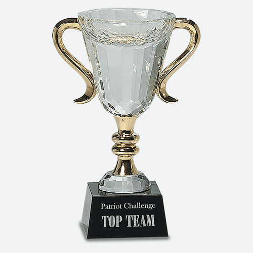 Crystal Cup with Gold Handles and Stem