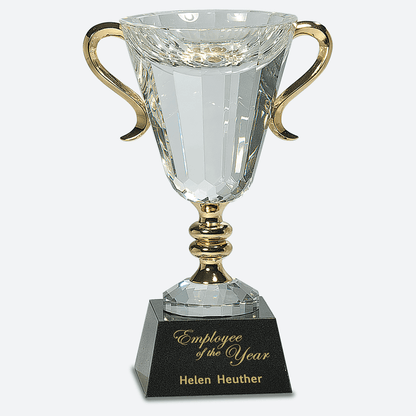 Crystal Cup with Gold Handles and Stem