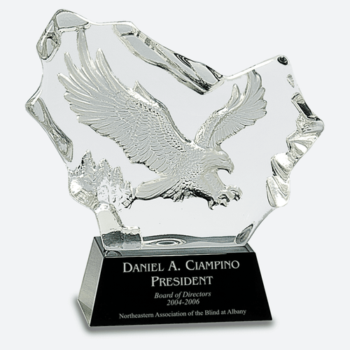 Crystal Carved Eagle on Black Base