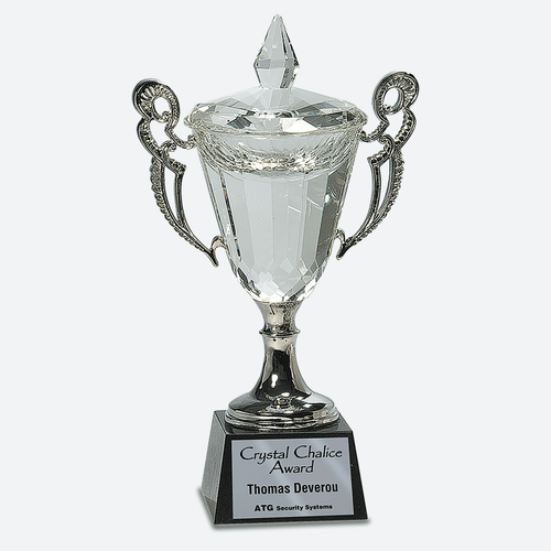 Crystal Cup with Silver Handles and Stem