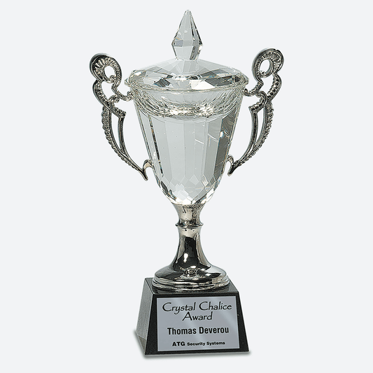 Crystal Cup with Silver Handles and Stem