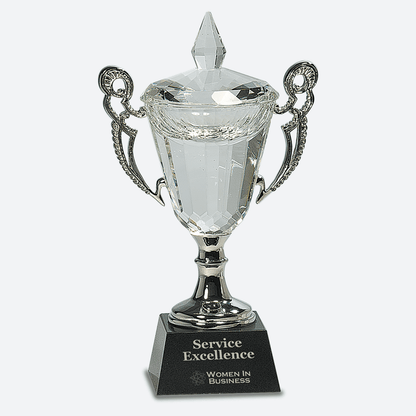 Crystal Cup with Silver Handles and Stem