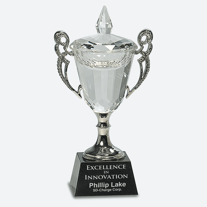 Crystal Cup with Silver Handles and Stem