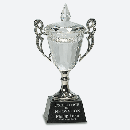 Crystal Cup with Silver Handles and Stem