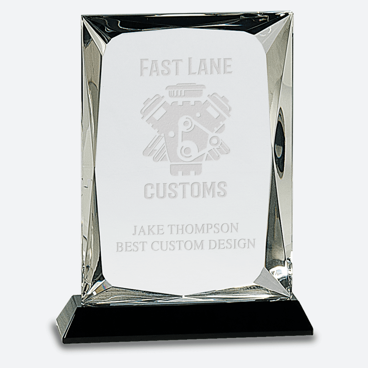 Clear Crystal Rectangle on Black Base