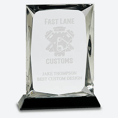 Clear Crystal Rectangle on Black Base