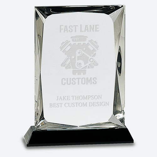 Clear Crystal Rectangle on Black Base