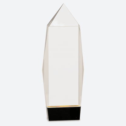 Clear Crystal Facet Rectangle on Black Base