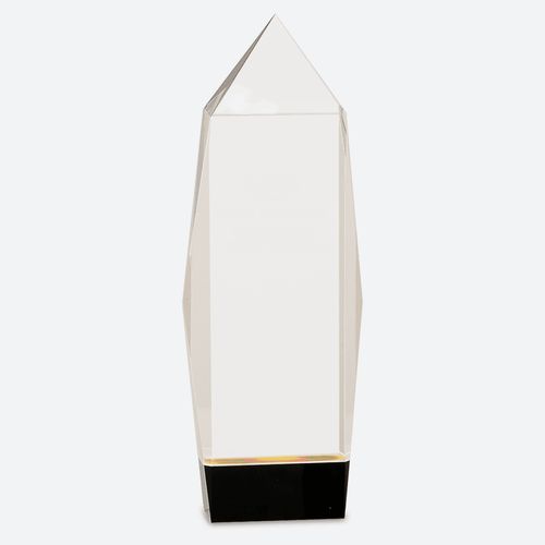 Clear Crystal Facet Rectangle on Black Base