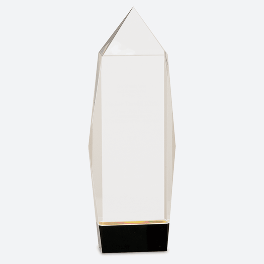 Clear Crystal Facet Rectangle on Black Base