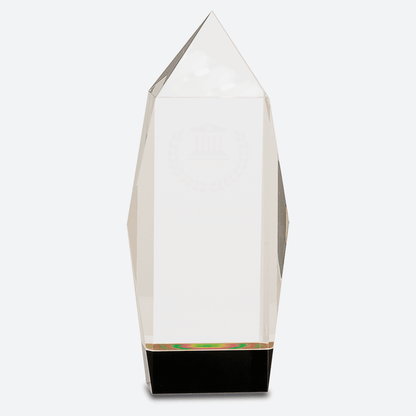 Clear Crystal Facet Rectangle on Black Base